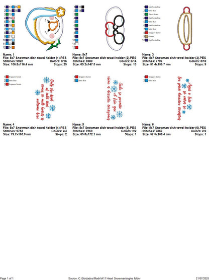 Snowman Towel Holder – ITH Project – Machine Embroidery Design