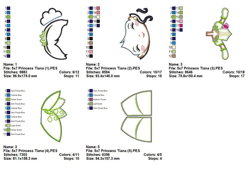 Princess Tiana – ITH Project – Machine Embroidery Design