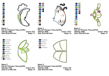 Princess Tiana – ITH Project – Machine Embroidery Design