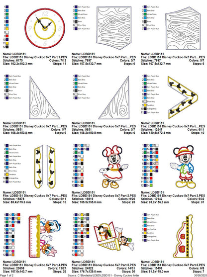 Mickey and Friends Cuckoo Clock – ITH Project – Machine Embroidery Design