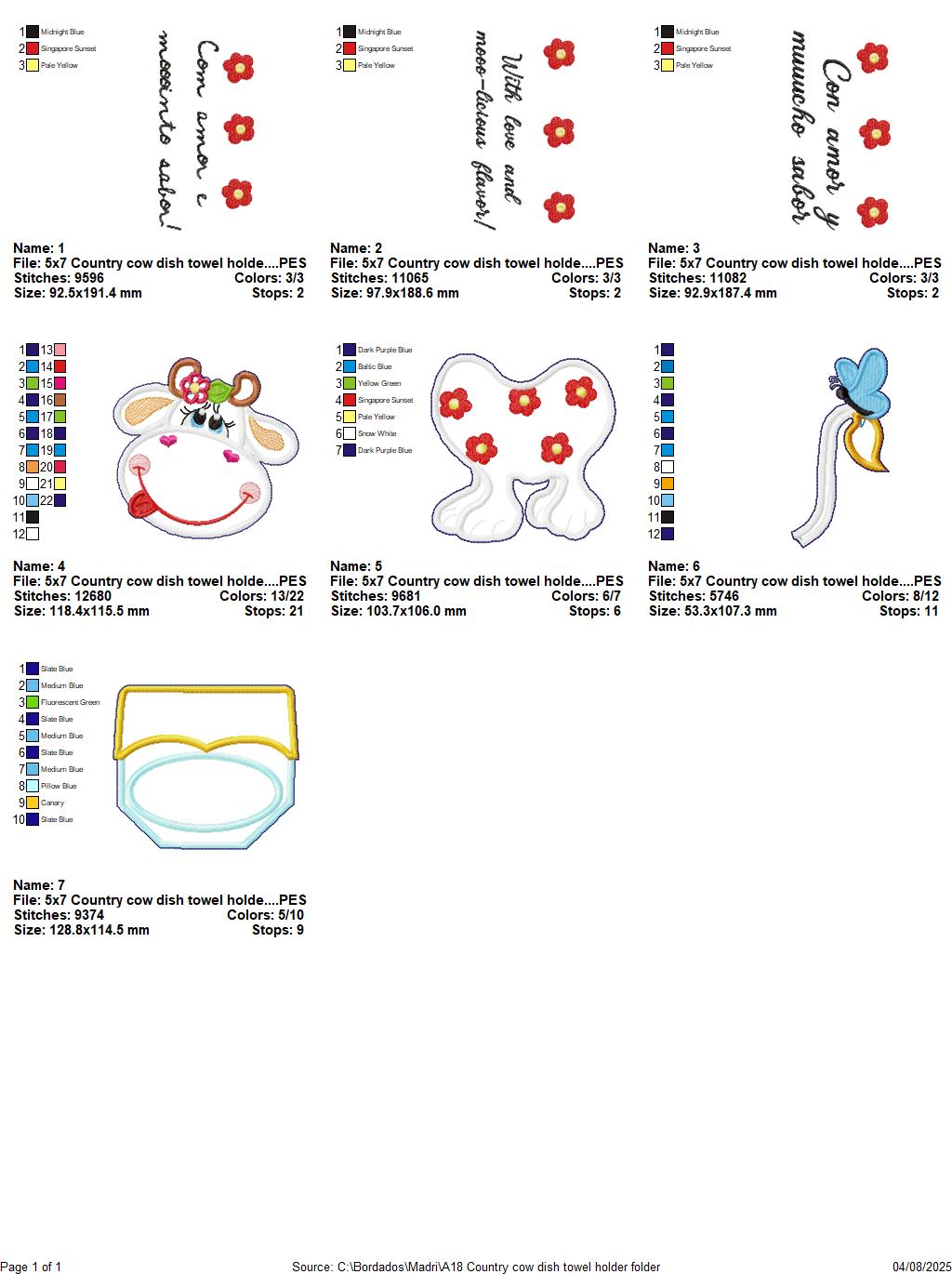 Country Cow Towel Holder – ITH Project – Machine Embroidery Design