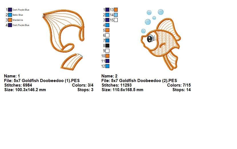 Little Goldfish 3D – ITH Project – Machine Embroidery Design