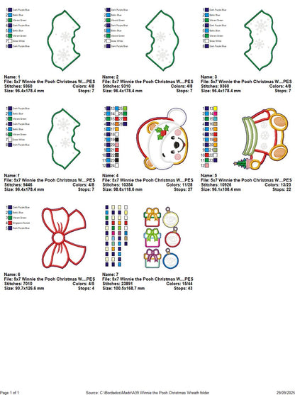 Christmas Bear Wreath – ITH Project – Machine Embroidery Design