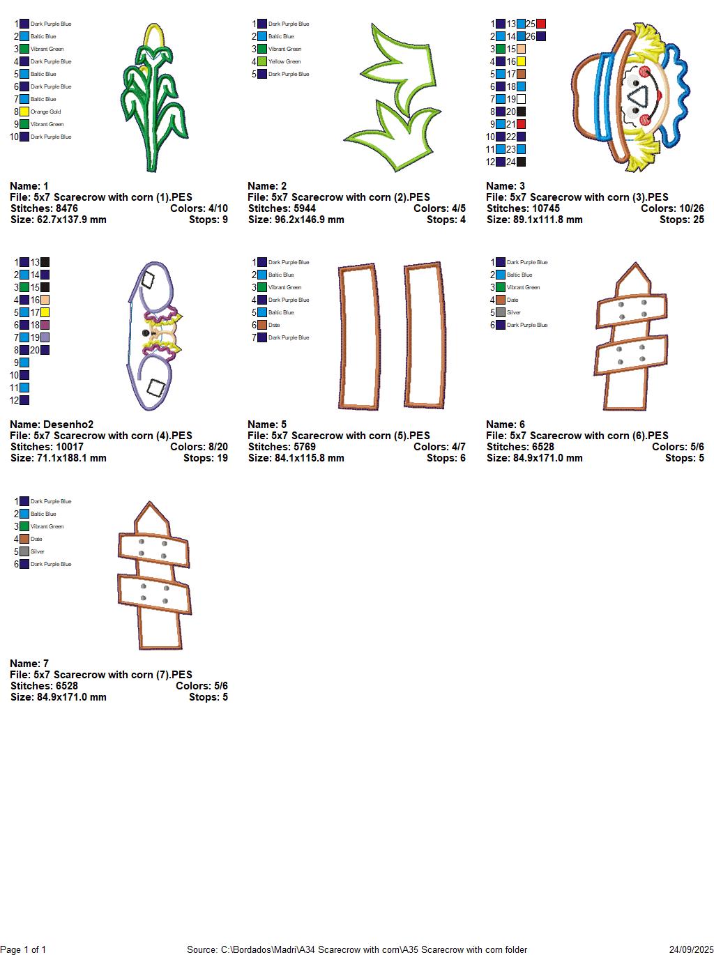 Scarecrow with Corn ITH Project – Machine Embroidery Design
