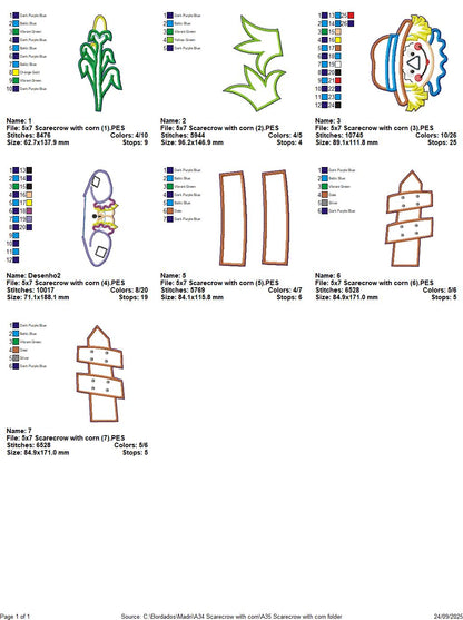 Scarecrow with Corn ITH Project – Machine Embroidery Design