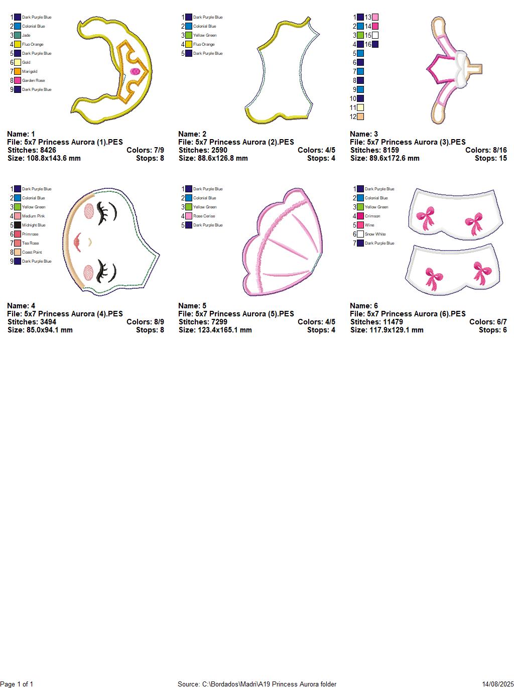 Princess Aurora – ITH Project – Machine Embroidery Design