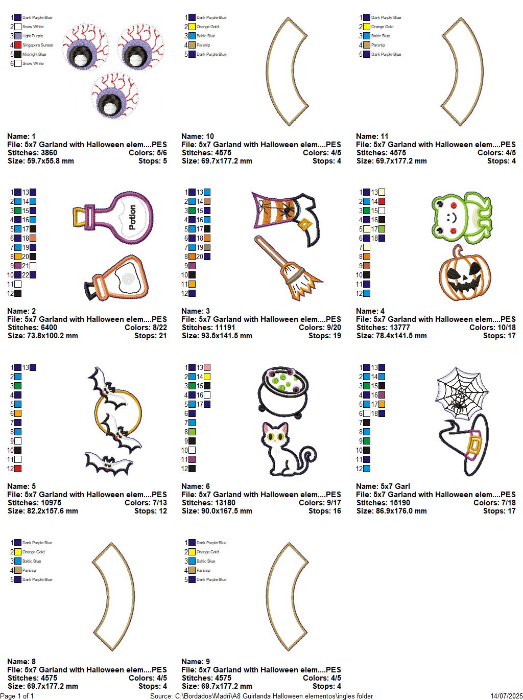 Halloween Elements Wreath – ITH Project – Machine Embroidery Design