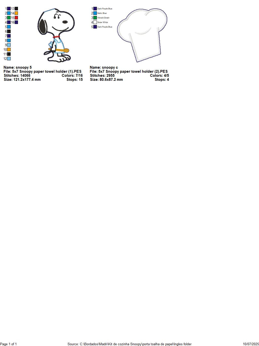 Snoopy Chef Paper Towel Holder Cover – ITH Project – Machine Embroidery Design