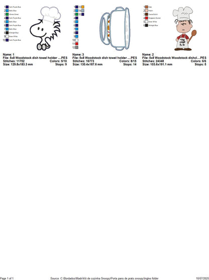 Woodstock Soup Pot Towel Holder – ITH Project – Machine Embroidery Design