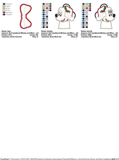 Christmas Mickey and Minnie Headbands - ITH Project - Machine Embroidery Design