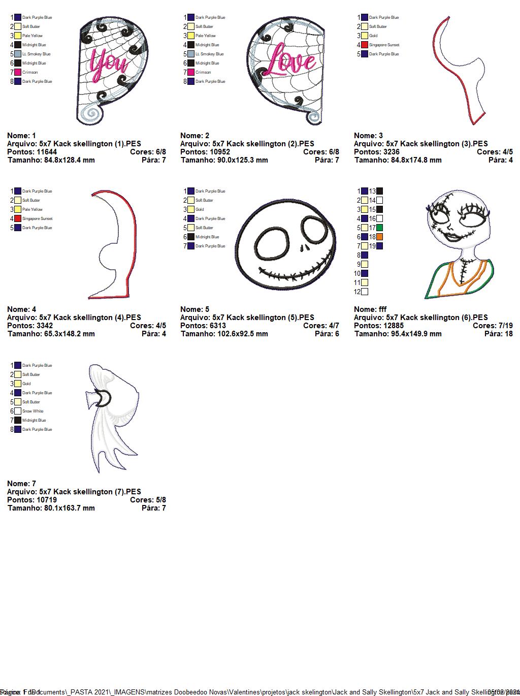 Jack and Sally Skellington Couple Valentine's Day - ITH Project - Machine Embroidery Design