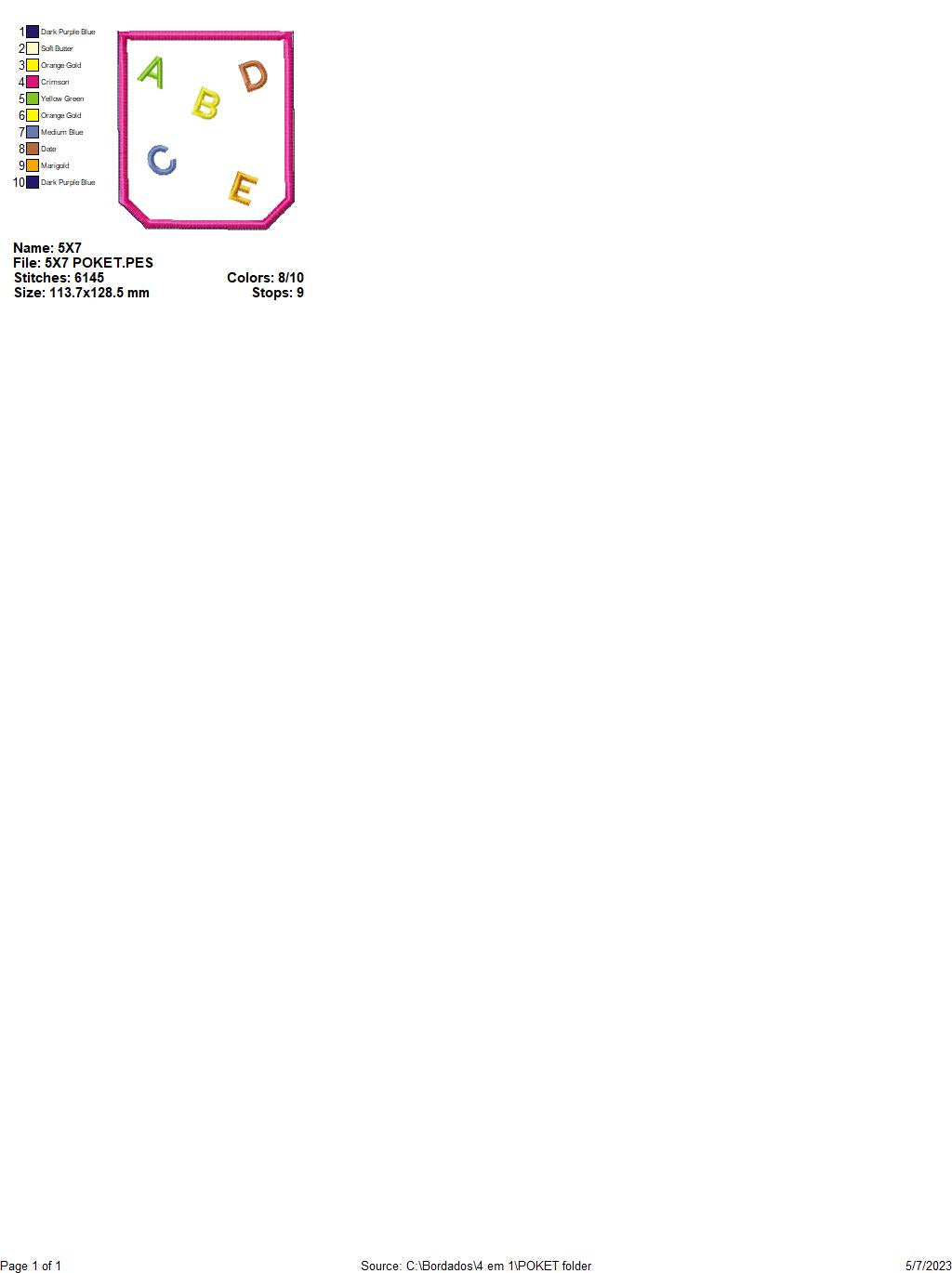 Grandpa's Alphabet - ITH Project - Machine Embroidery Design