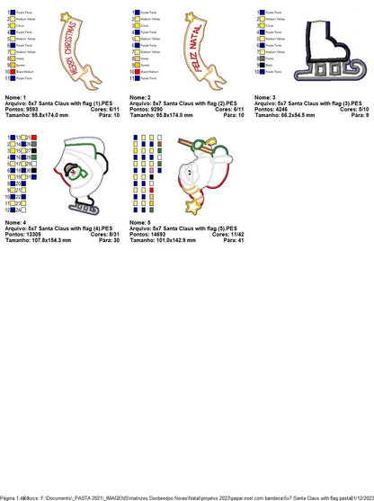 Santa Claus with Flag - ITH Project - Machine Embroidery Design