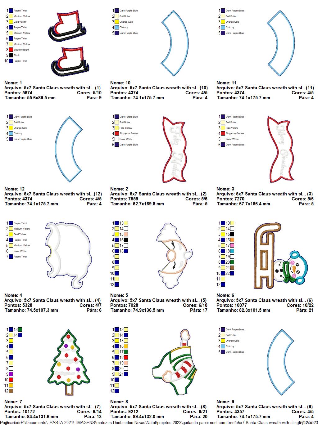 Santa Claus with Sleigh Wreath - ITH Project - Machine Embroidery Design