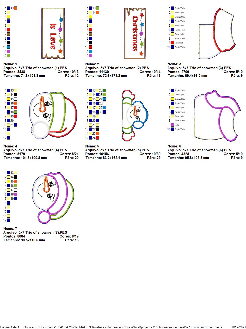 Trio of Snowmen - ITH Project - Machine Embroidery Design