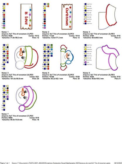 Trio of Snowmen - ITH Project - Machine Embroidery Design