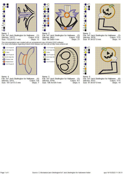 Jack Skellington Halloween - ITH Project - Machine Embroidery Design