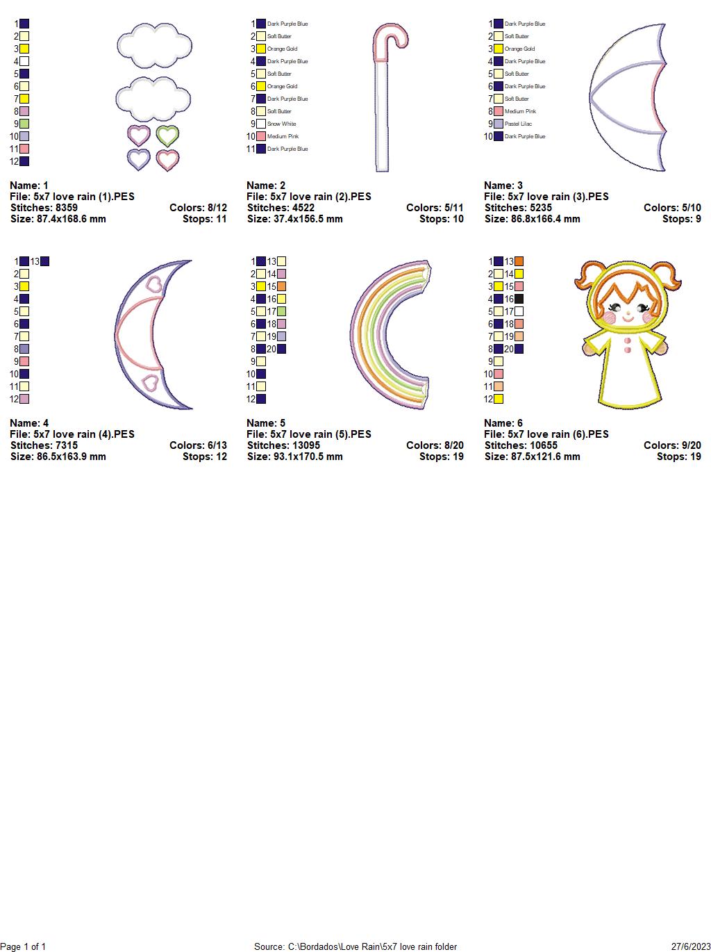 Raining Love Nursery Door Ornament - ITH Project - Machine Embroidery Design