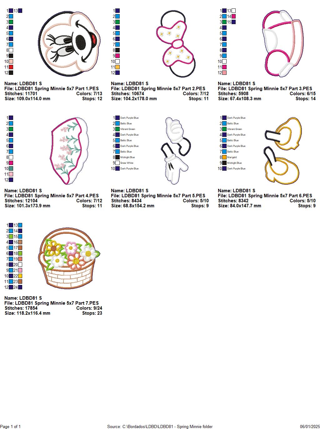 Spring Mickey and Minnie - Set of 2 Designs - ITH Project - Machine Embroidery Design