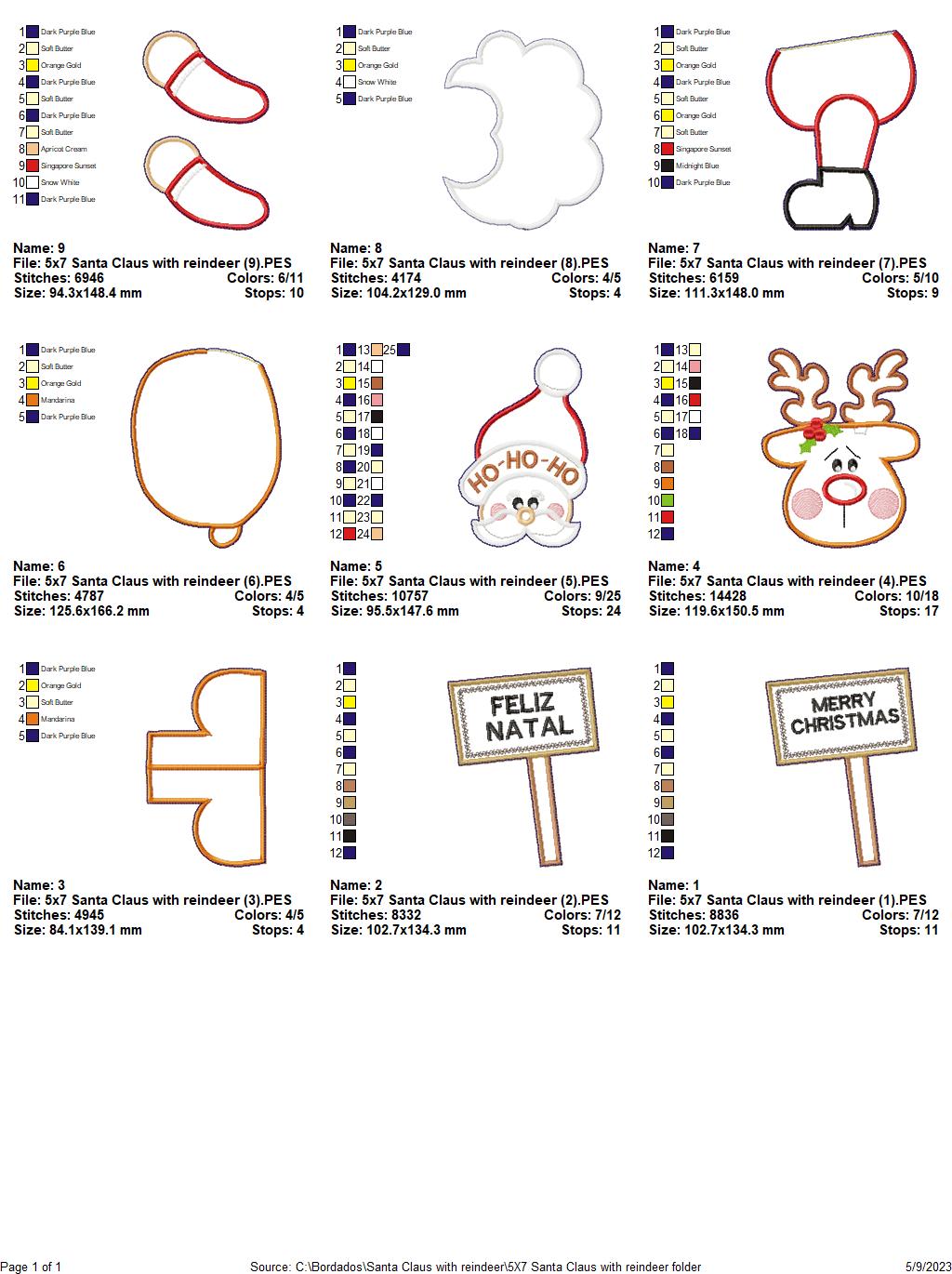 Santa Claus with Reindeer - ITH Project - Machine Embroidery Design