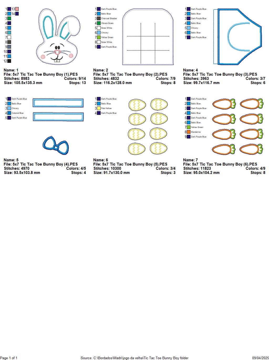 Tic-tac-toe Bunny Boy - ITH Project - Machine Embroidery Design