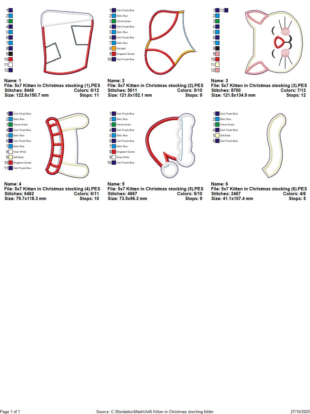 🐾 Christmas Cat Stocking – ITH Project – Machine Embroidery Design