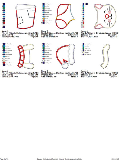 🐾 Christmas Cat Stocking – ITH Project – Machine Embroidery Design