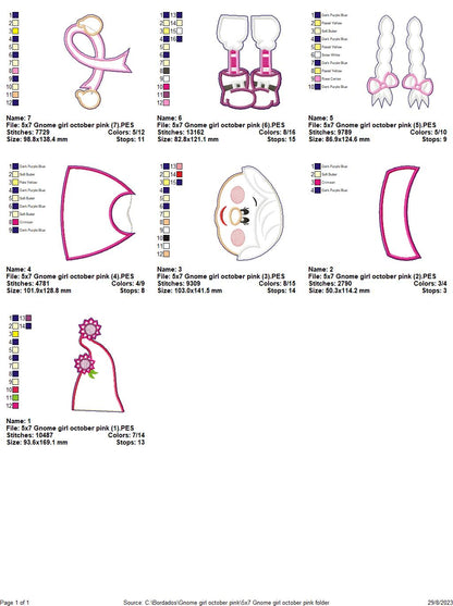 Gnome Girl Pink October - ITH Project - Machine Embroidery Design