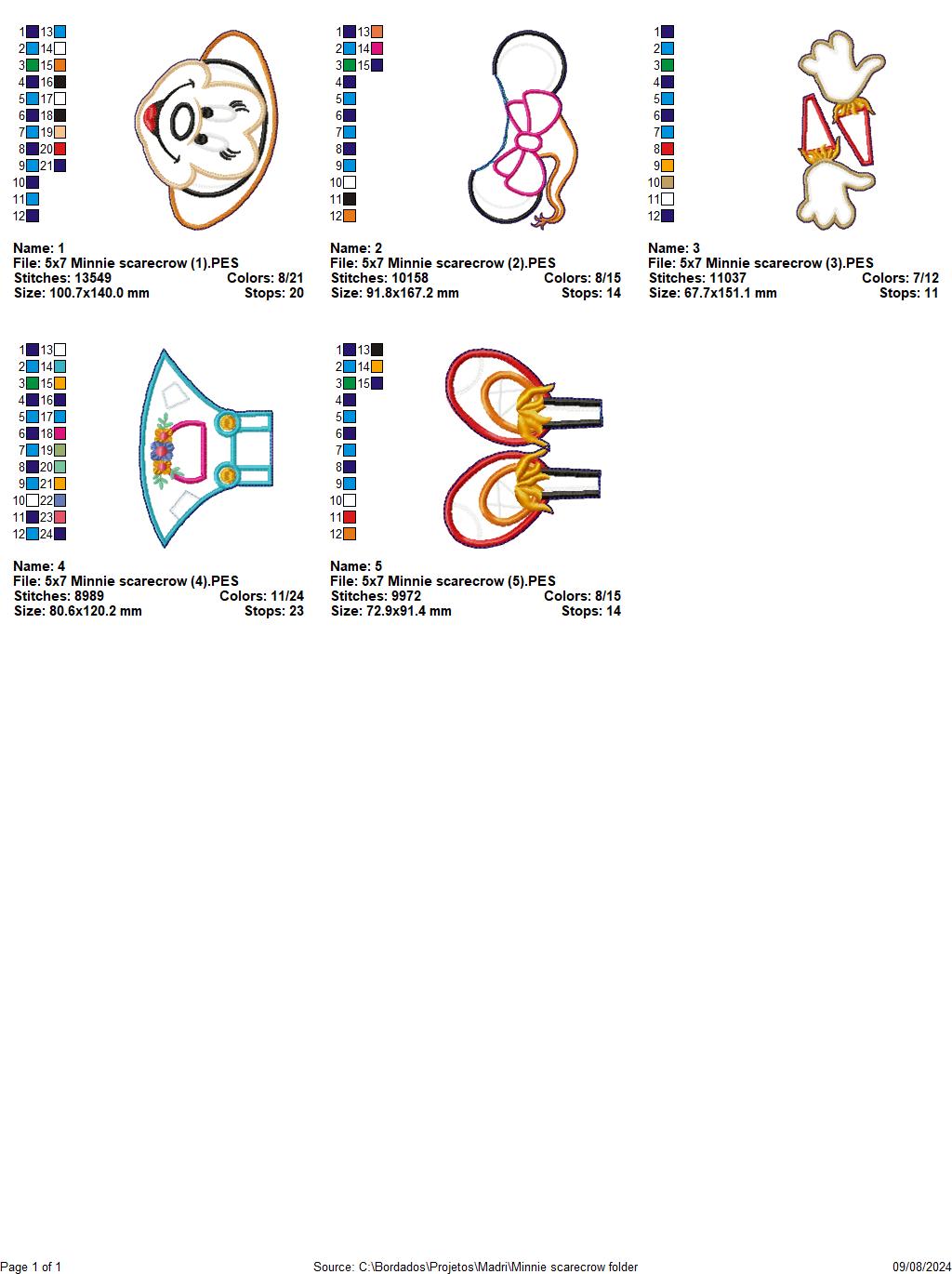 Minnie Scarecrow - ITH Project - Machine Embroidery Design