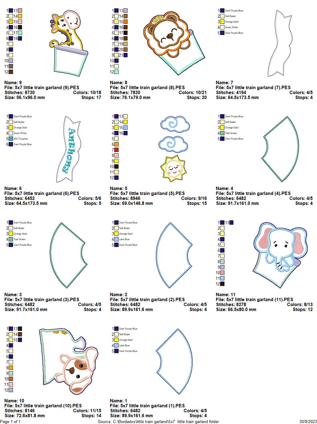 Animal Train Wreath - ITH Project - Machine Embroidery Design