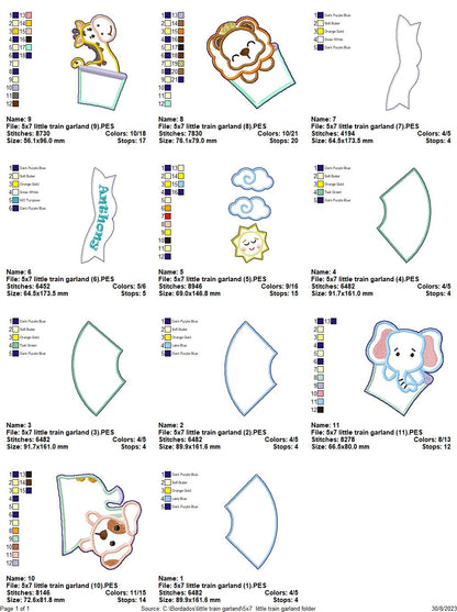 Animal Train Wreath - ITH Project - Machine Embroidery Design