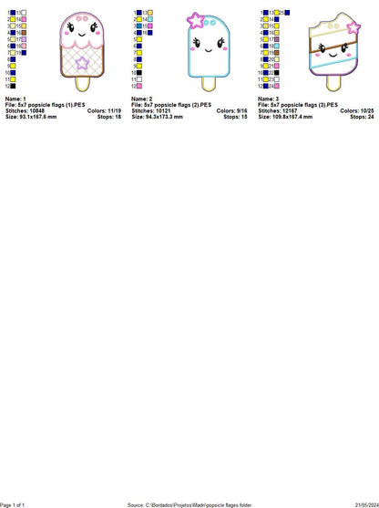 Popsicles Flags Summer - ITH Project - Machine Embroidery Design