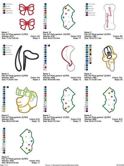 Pluto Christmas Garland - ITH Project - Machine Embroidery Design