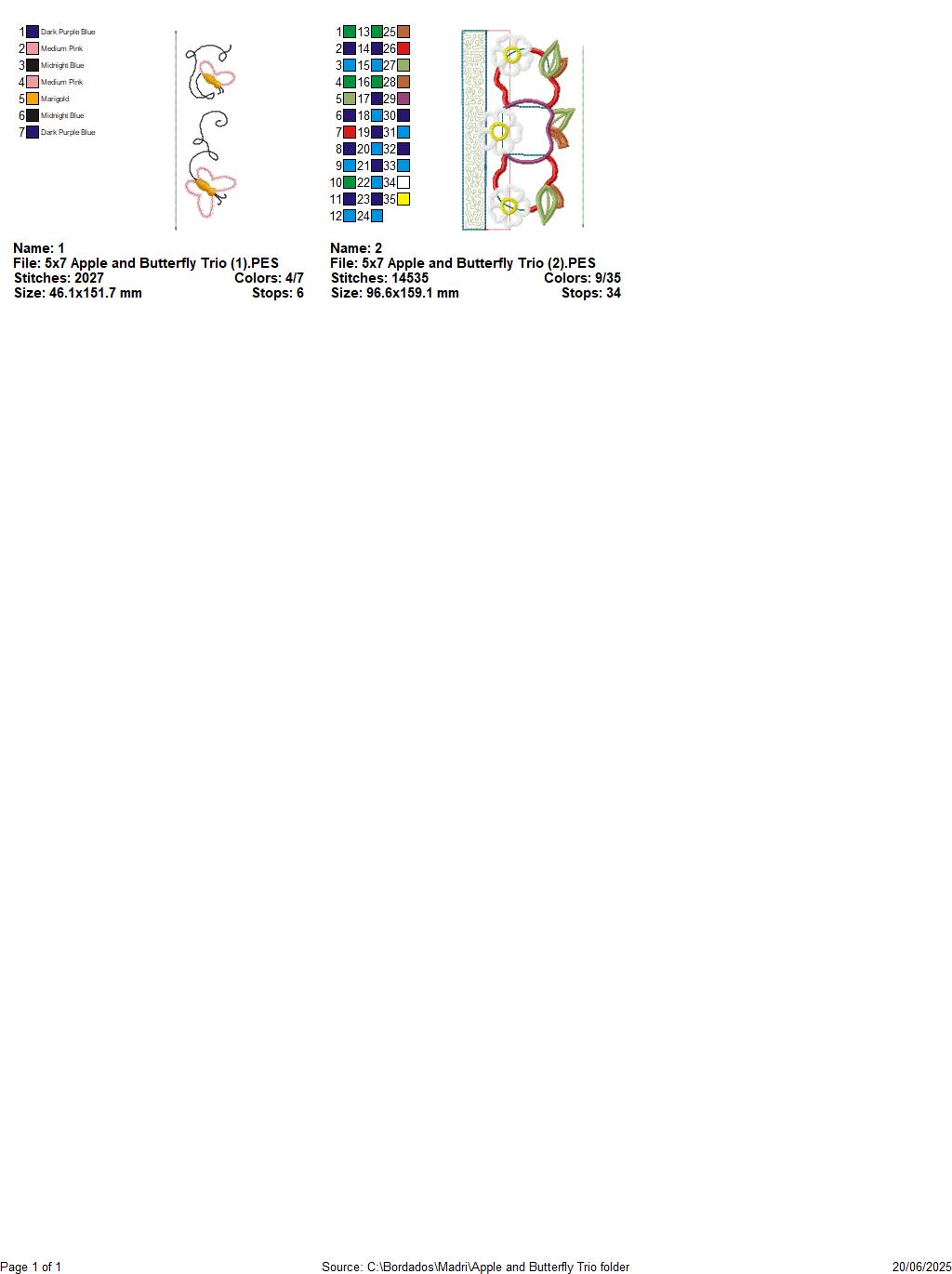 ITH Apples and Flowers Panel (2-Part Project) - ITH Project - Machine Embroidery Design