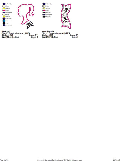 Girl Barbie Silhouette - ITH Project - Machine Embroidery Design