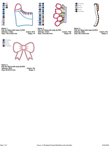 Tulip boots Spring - ITH Project - Machine Embroidery Design