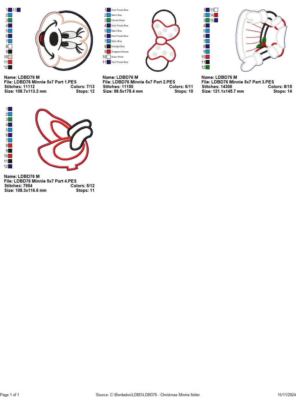 Christmas Minnie - ITH Project - Machine Embroidery Design