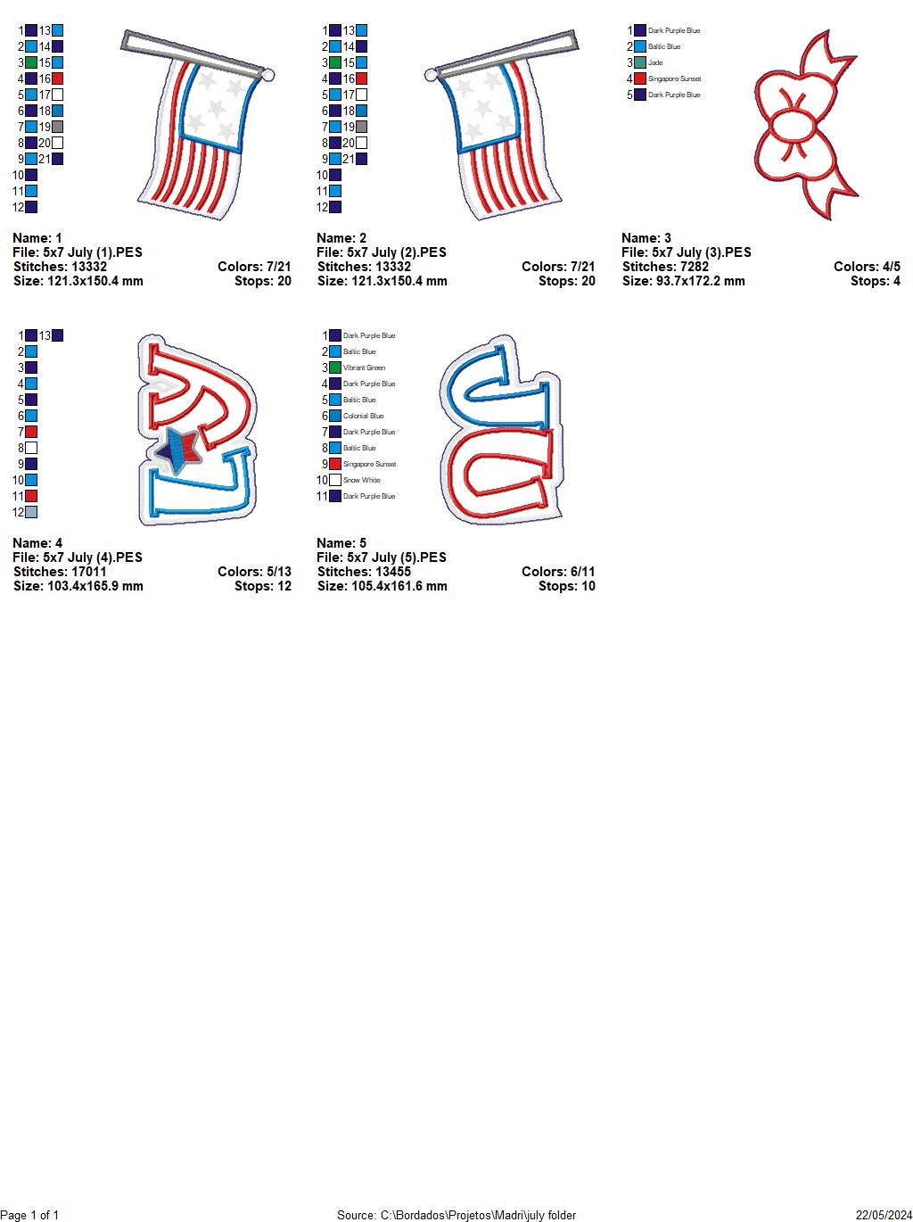 4th of July Cute   - ITH Project - Machine Embroidery Design