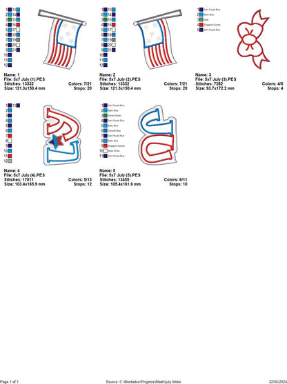 4th of July Cute   - ITH Project - Machine Embroidery Design