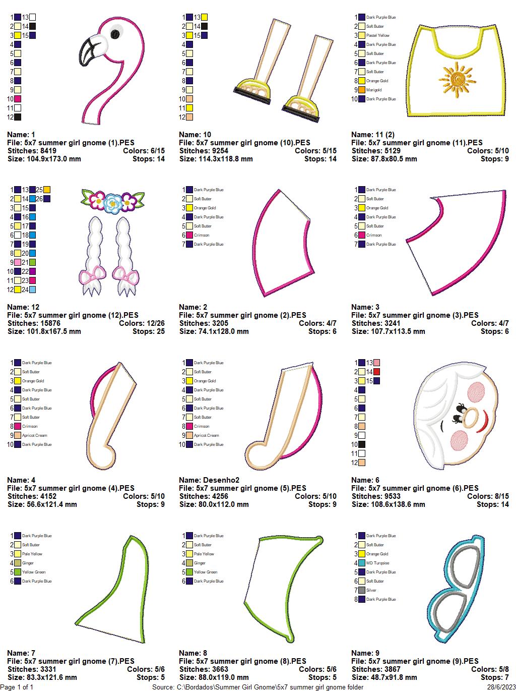 Summer Girl Gnome - ITH Project - Machine Embroidery Design