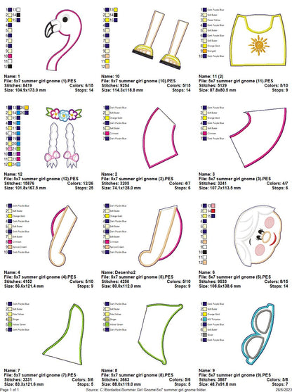 Summer Girl Gnome - ITH Project - Machine Embroidery Design