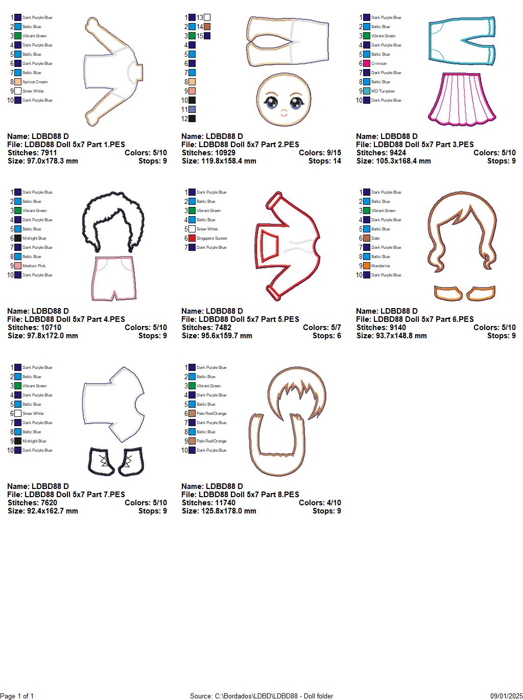 Cute Doll with Clothes for Changes - ITH Project - Machine Embroidery Design