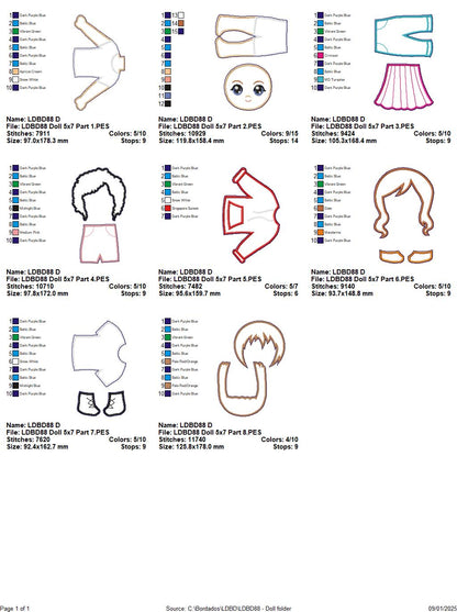 Cute Doll with Clothes for Changes - ITH Project - Machine Embroidery Design