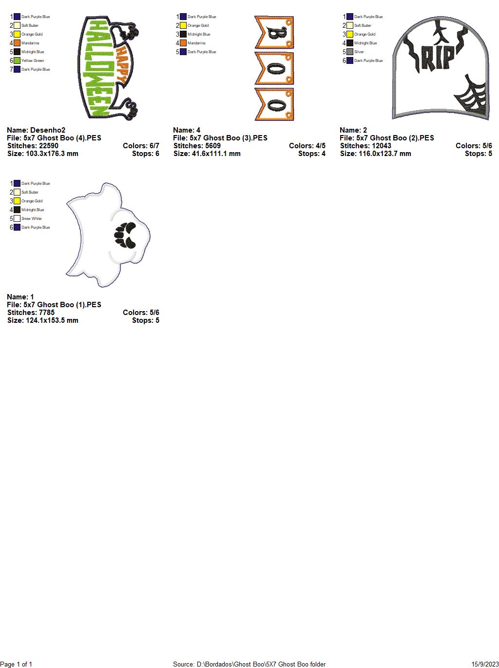 Ghost Boo - ITH Project - Machine Embroidery Design