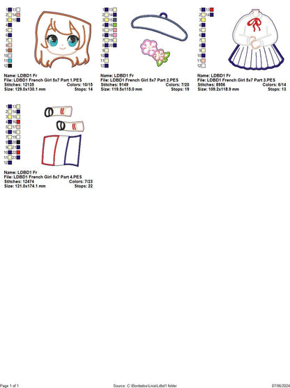 French Girl - ITH Project - Machine Embroidery Design