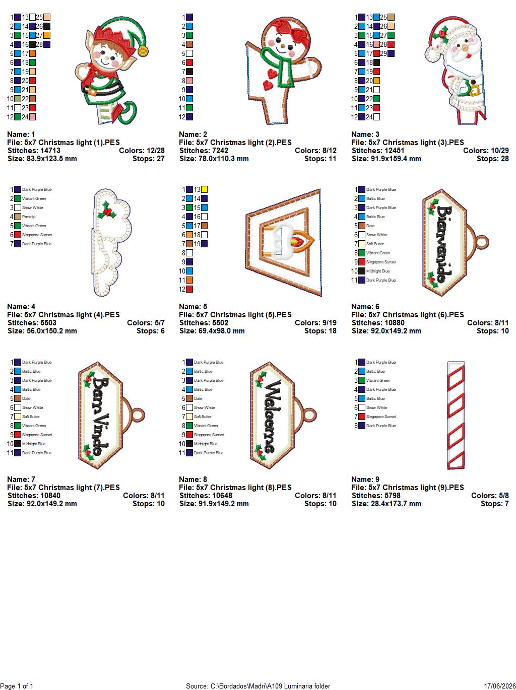 Christmas Welcome Lamp Post – ITH Project – Machine Embroidery Design