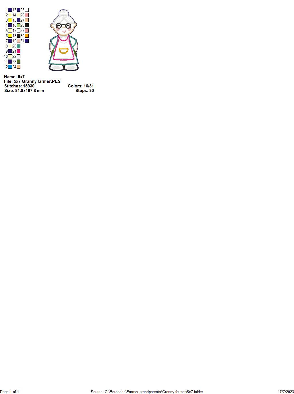 Farmer Grandparents Set - ITH Project - Machine Embroidery Design