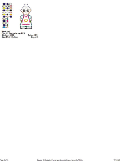 Farmer Grandparents Set - ITH Project - Machine Embroidery Design