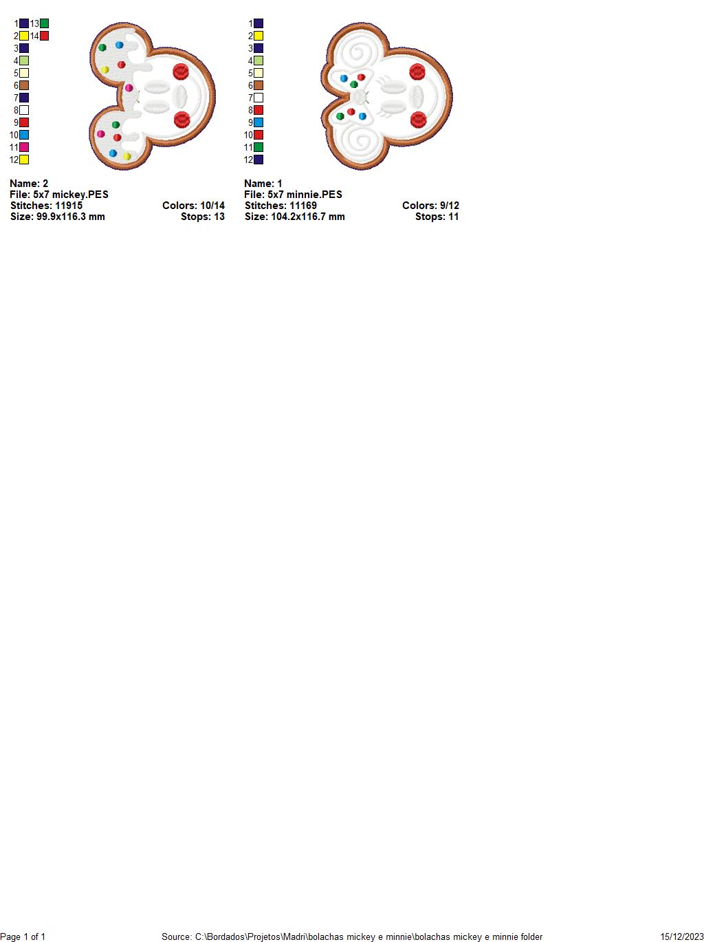 Gingerbread Mickey and Minnie Ornaments - ITH Project - Machine Embroidery Design