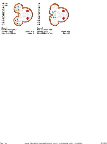 Gingerbread Mickey and Minnie Ornaments - ITH Project - Machine Embroidery Design